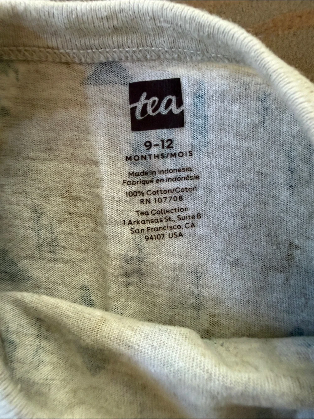 Tea Long-Sleeve Mountain Romper in Light Cream and Blue - 9-12 Months